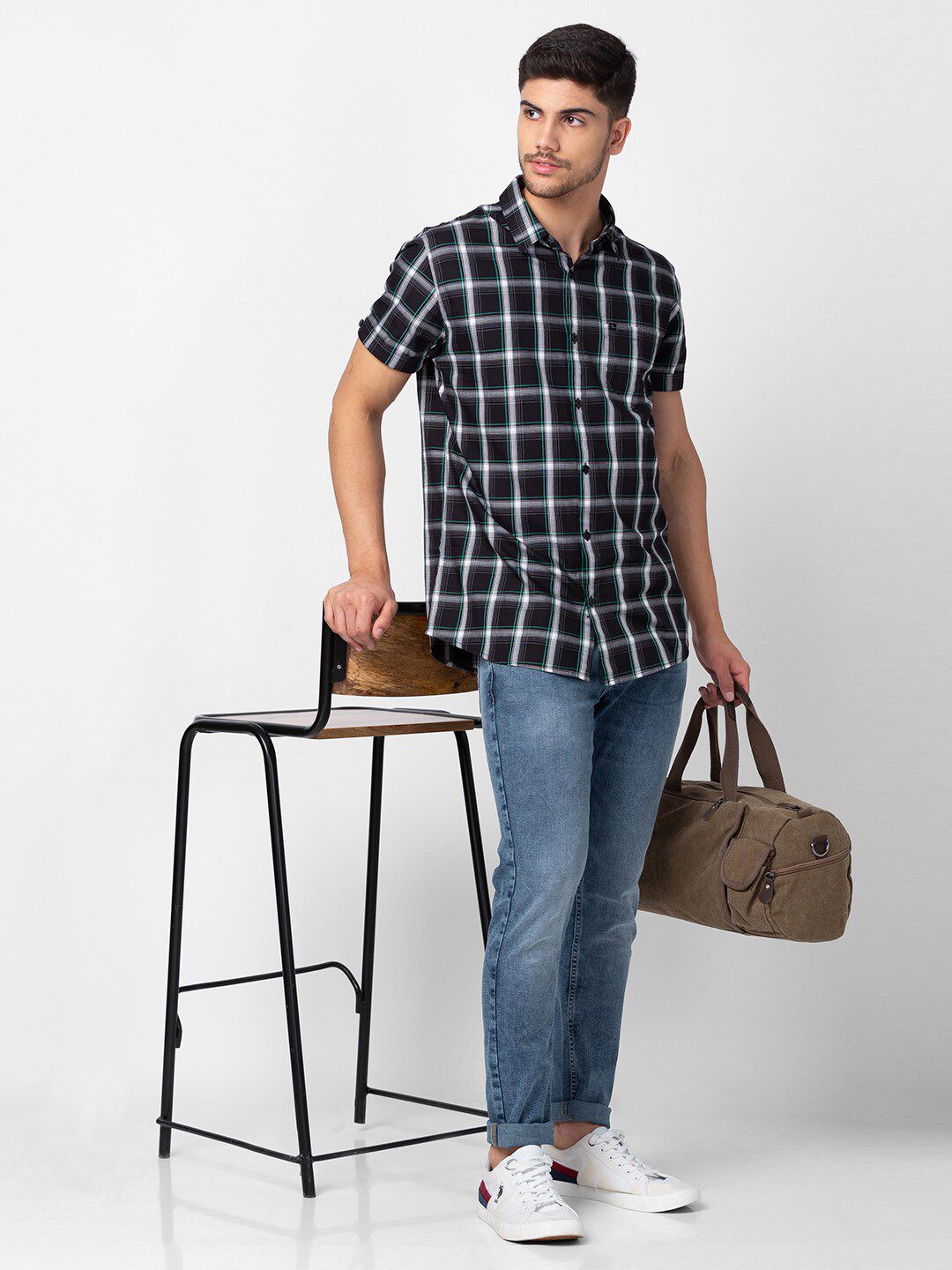 SPYKAR Men Classic Slim Fit Tartan  Checked Cotton Casual Shirt