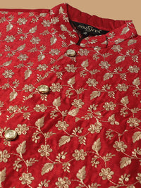 SOJANYA Geometric Embroidered Regular Kurta with Churidar & Embroidered Nehru Jacket