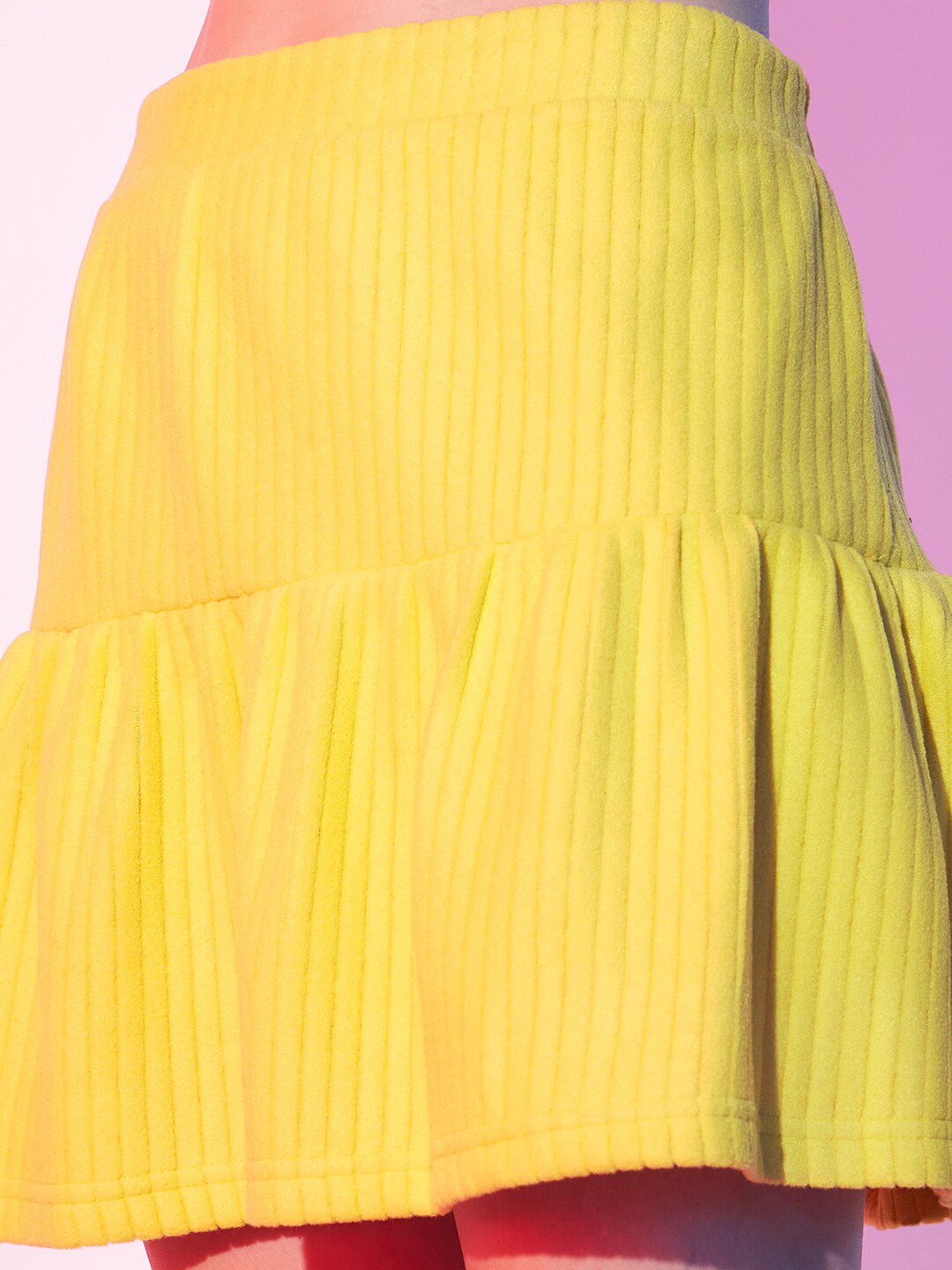 STREET 9 Striped Gathered Detailed A-Line Mini Skirt