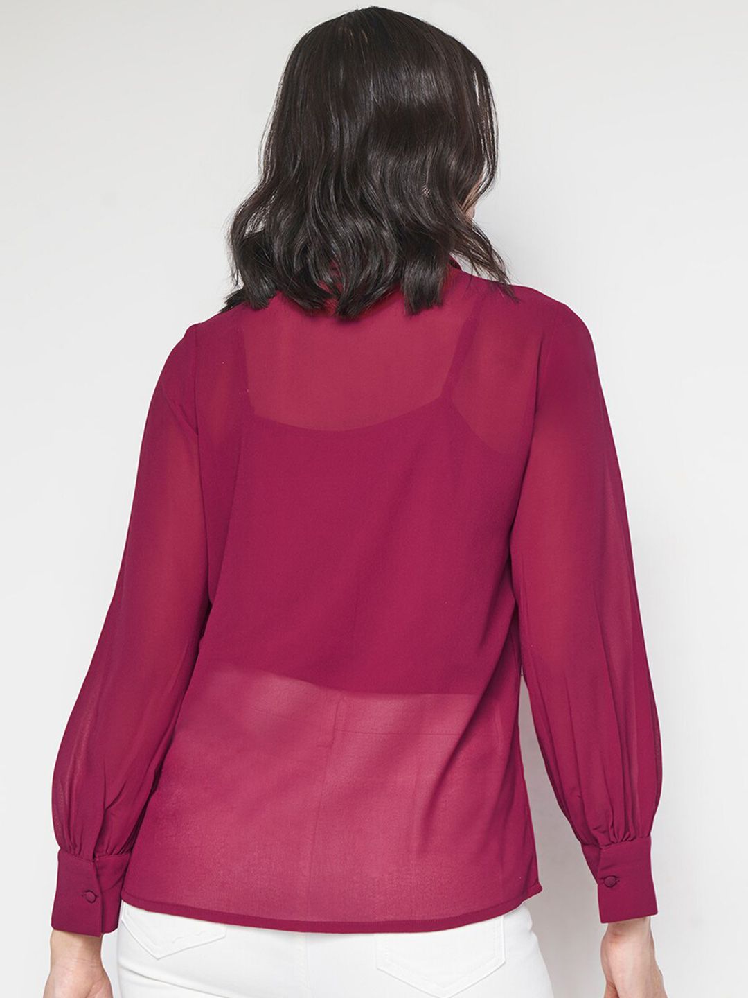 AND Spread Collar Embellished Detail Shirt Style Top