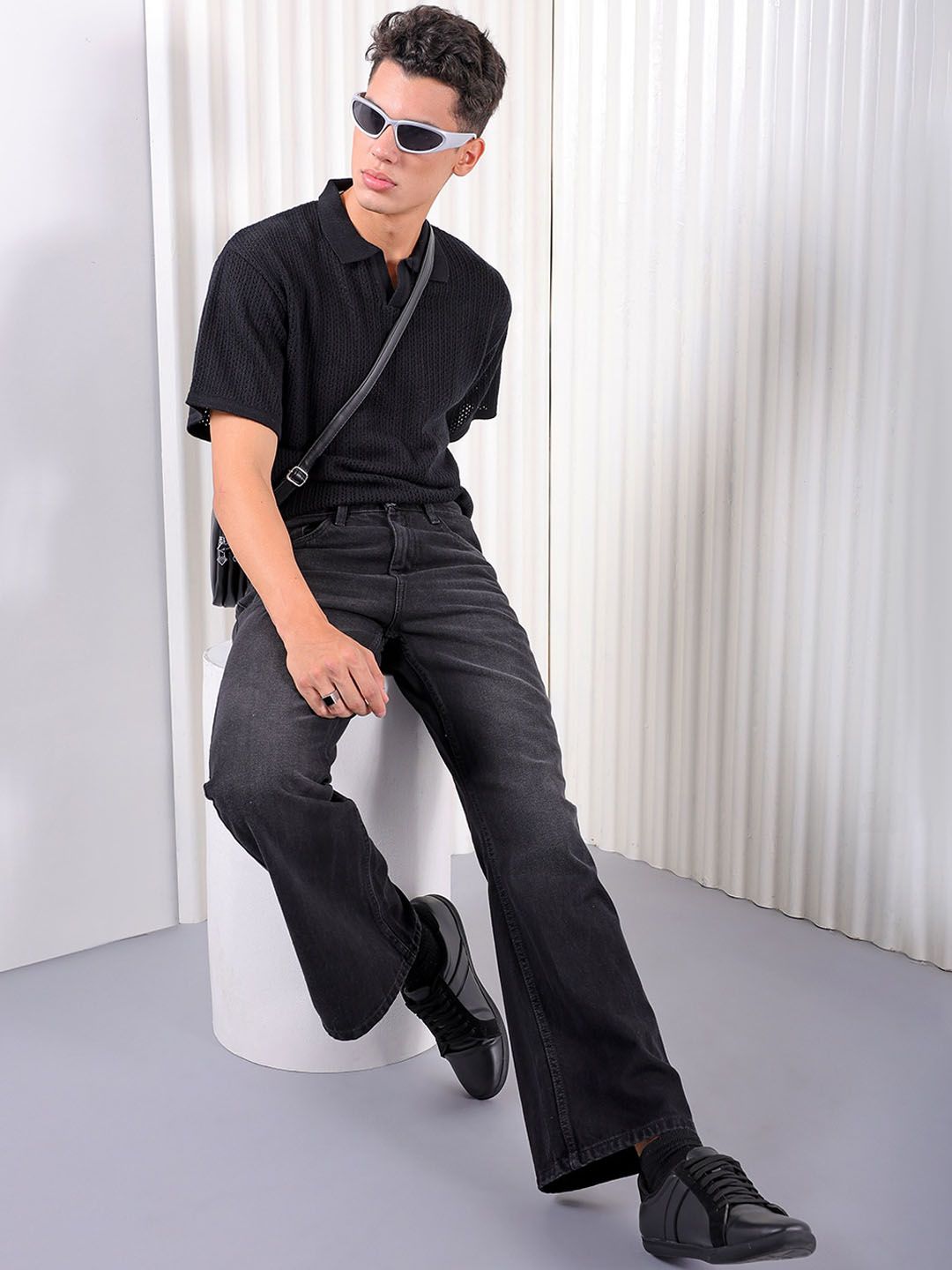 The Indian Garage Co Men Bootcut Light Fade Pure Cotton Jeans
