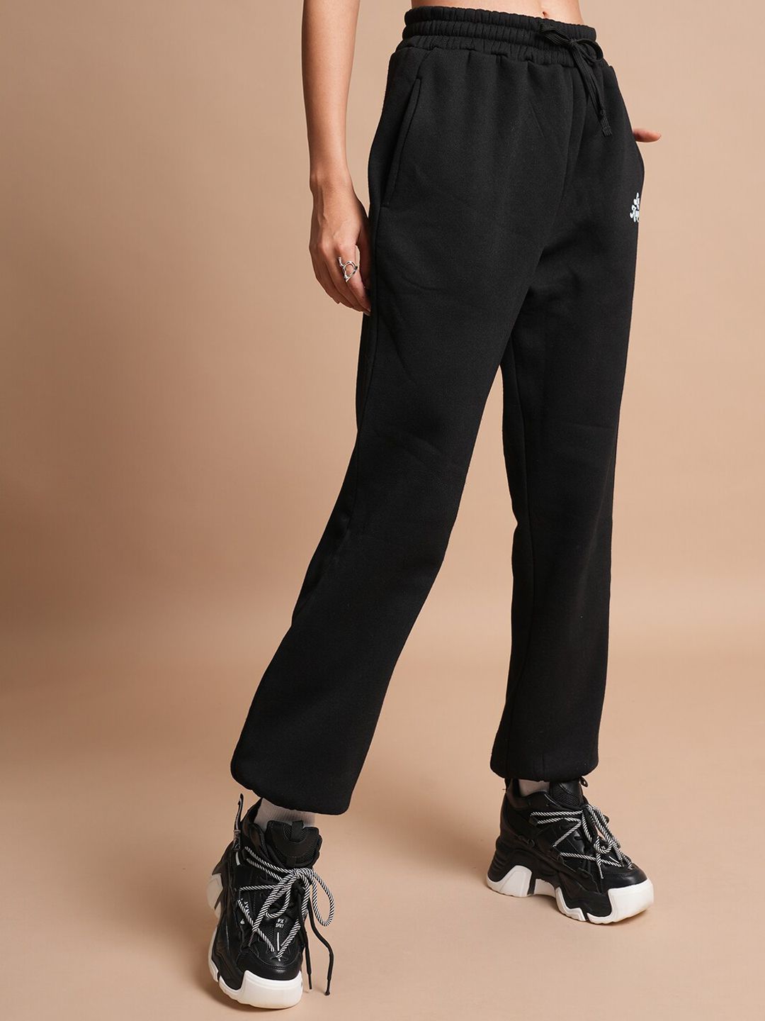 Tokyo Talkies Women Black Relaxed Fit Track Pants
