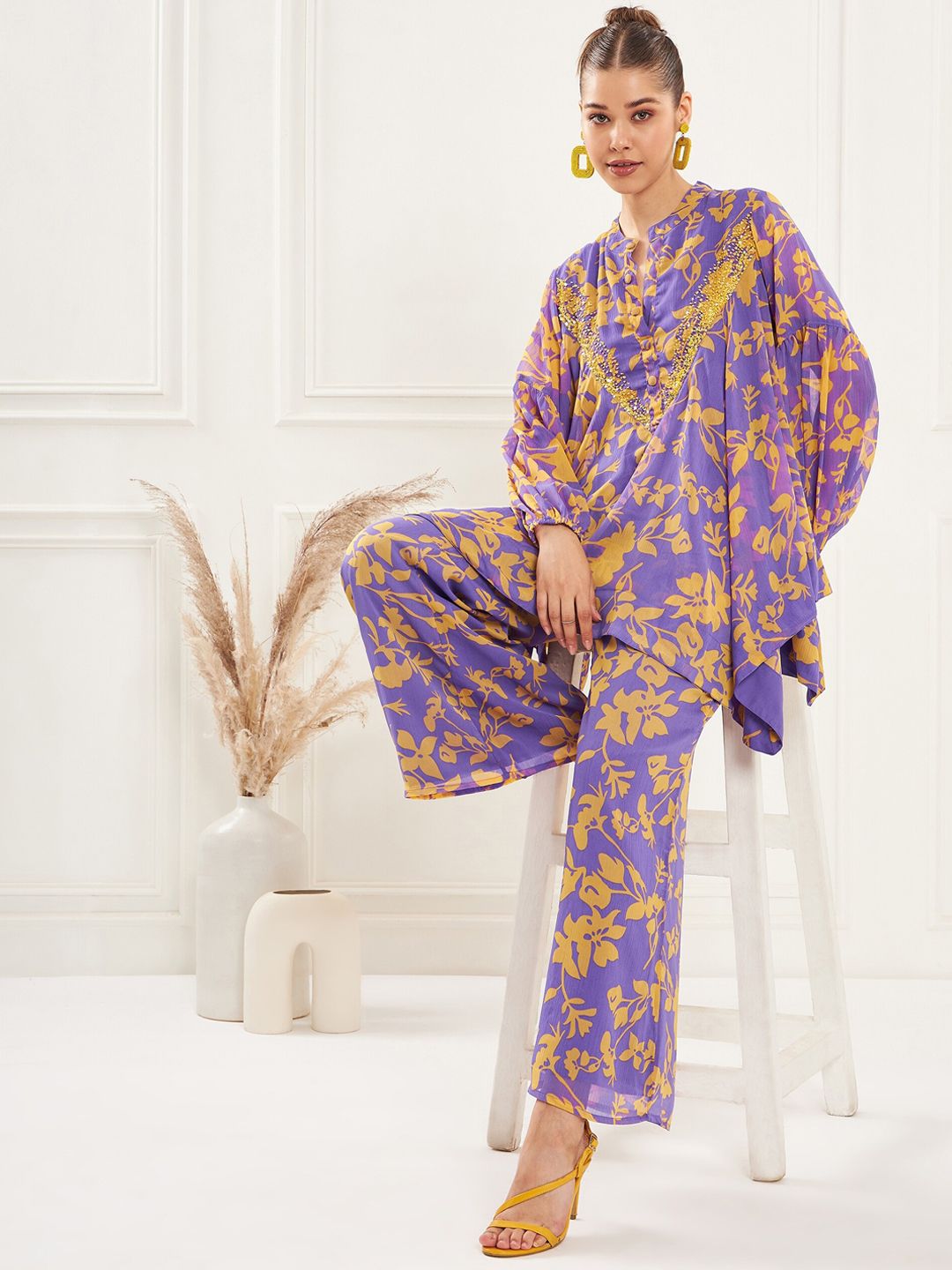 Antheaa Embellished Tunic & Palazzo