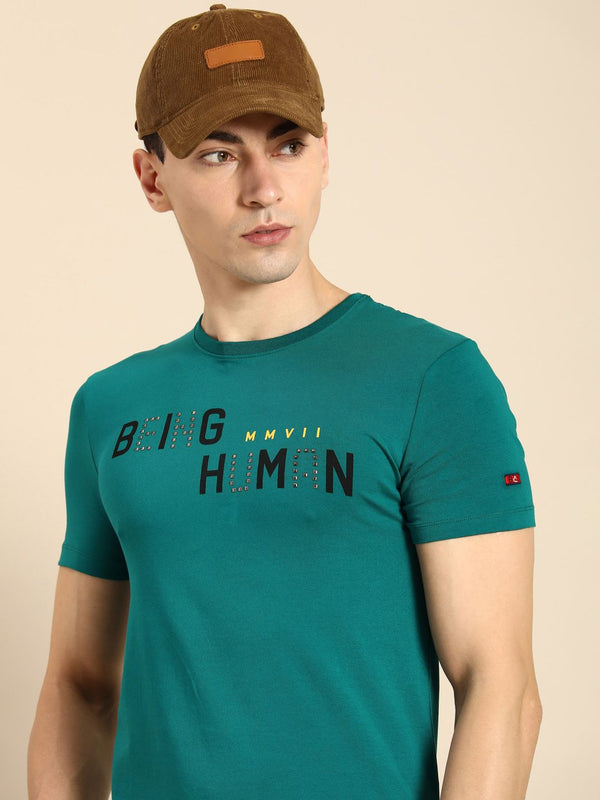 Being Human Men Typography Print With Embellishment T-shirt
