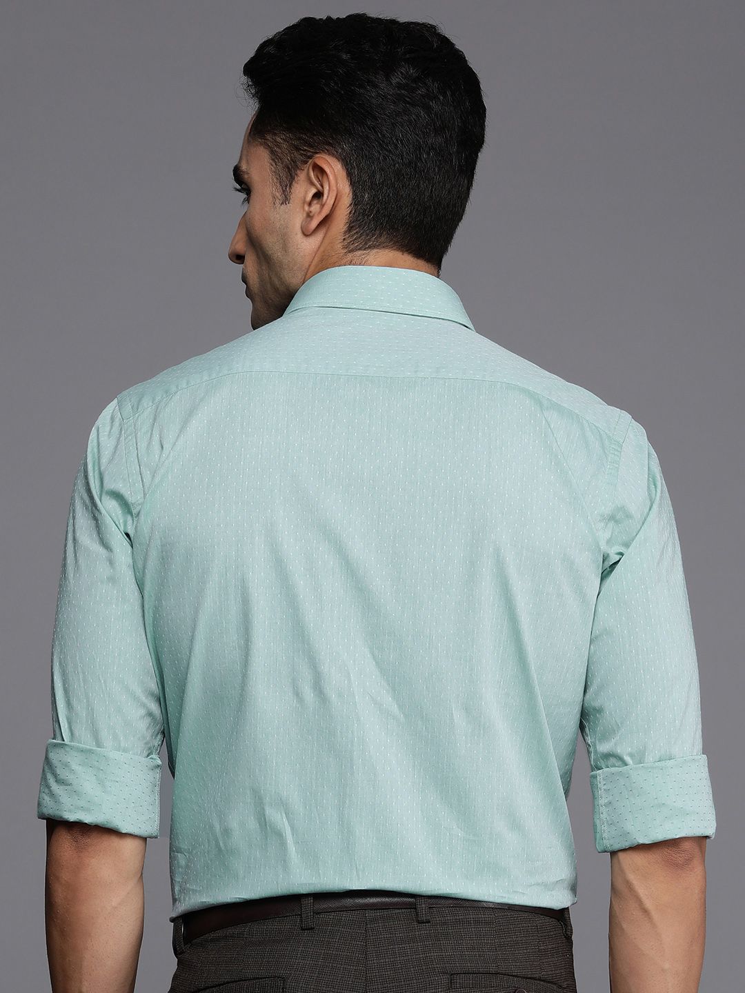 Raymond Pure Cotton Self Design Slim Fit Textured Formal Shirt
