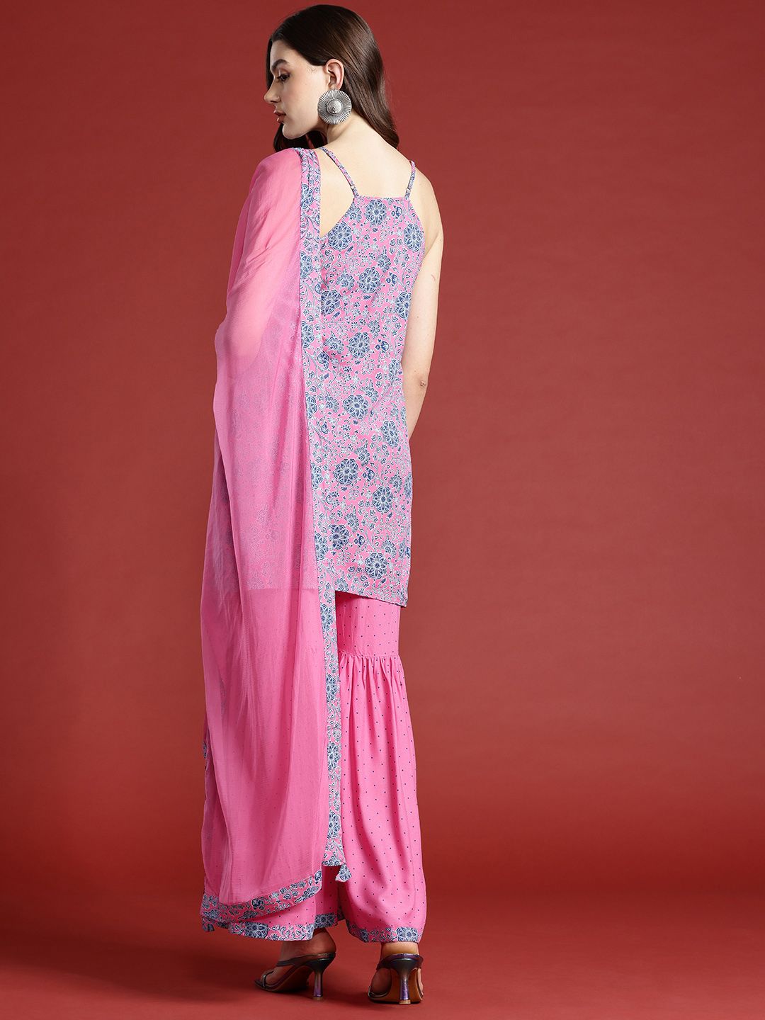 Anouk Floral Printed Regular Kurti with Sharara & With Dupatta