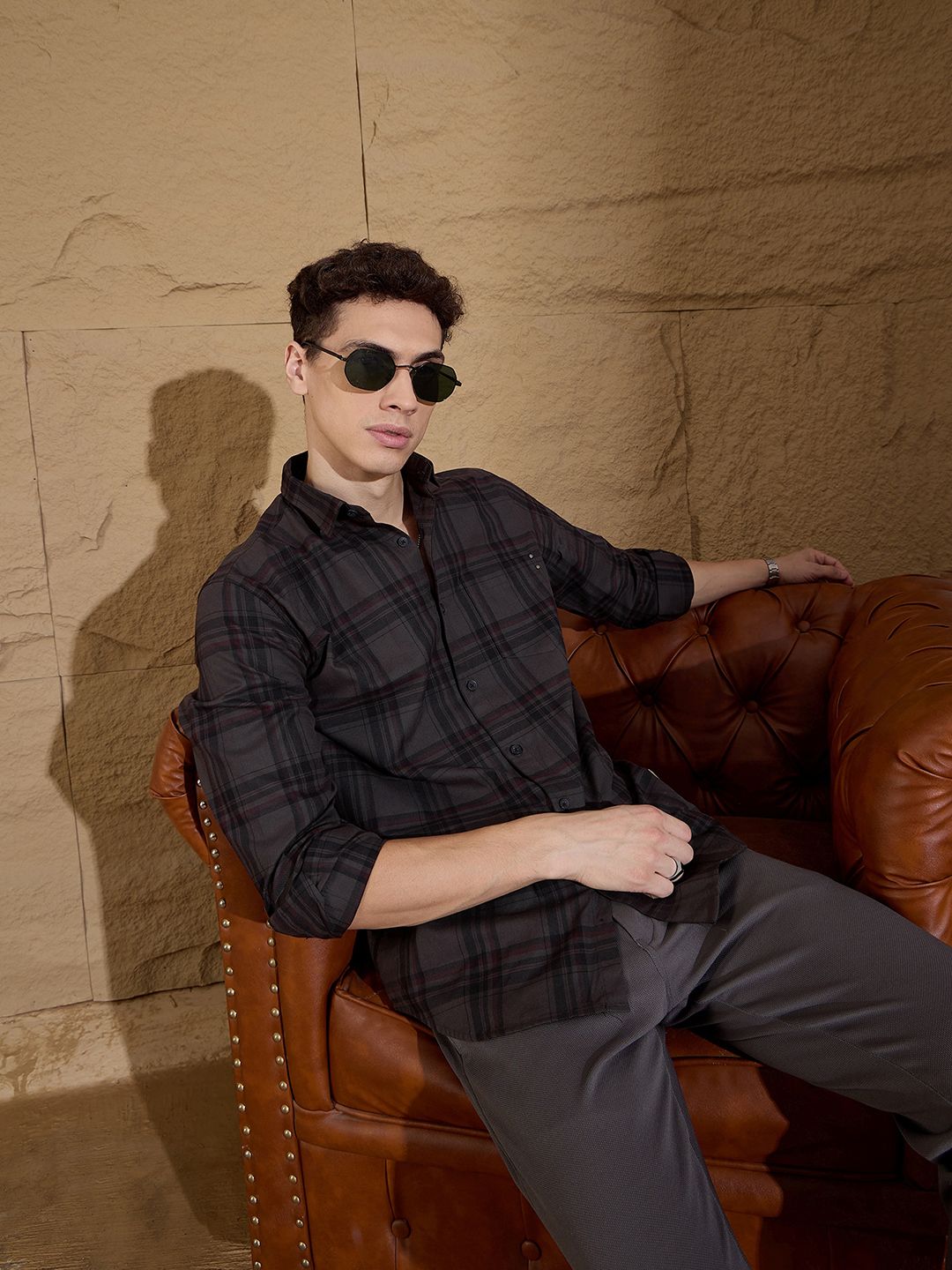 DENNISON Smart Opaque Tartan Checked Casual Shirt