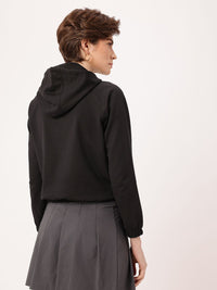 DressBerry Sporty Vibe Printed Drawstring-Hem Hooded Sweatshirt