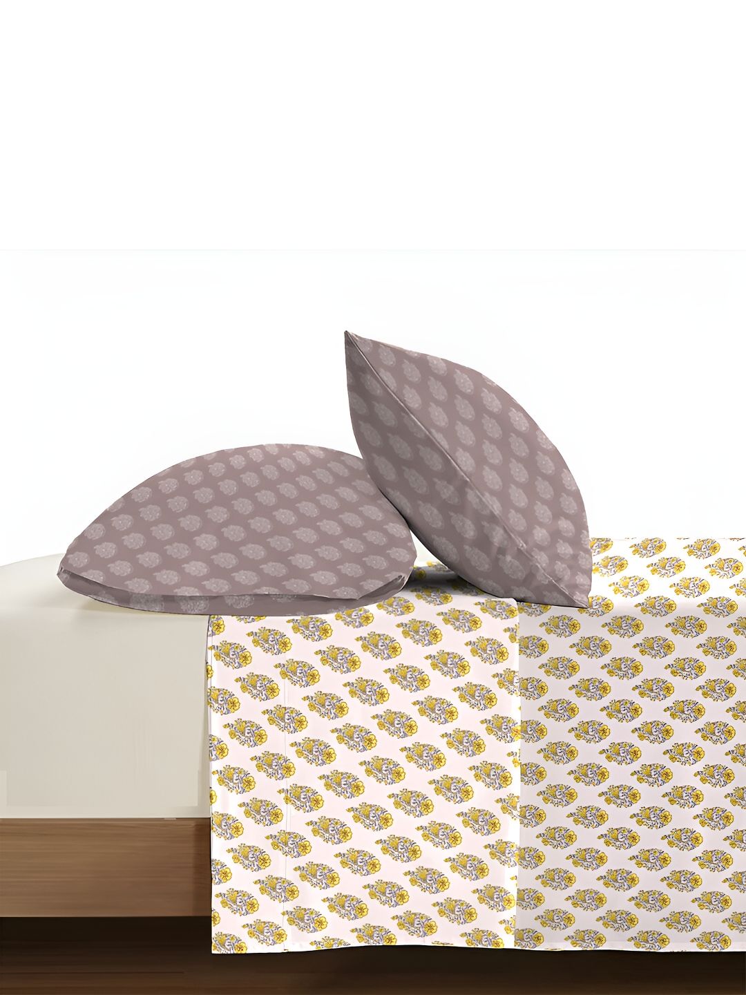 TRIDENT Marigold Soft Comfort Flat 210TC King Pure Cotton Bedsheet Set