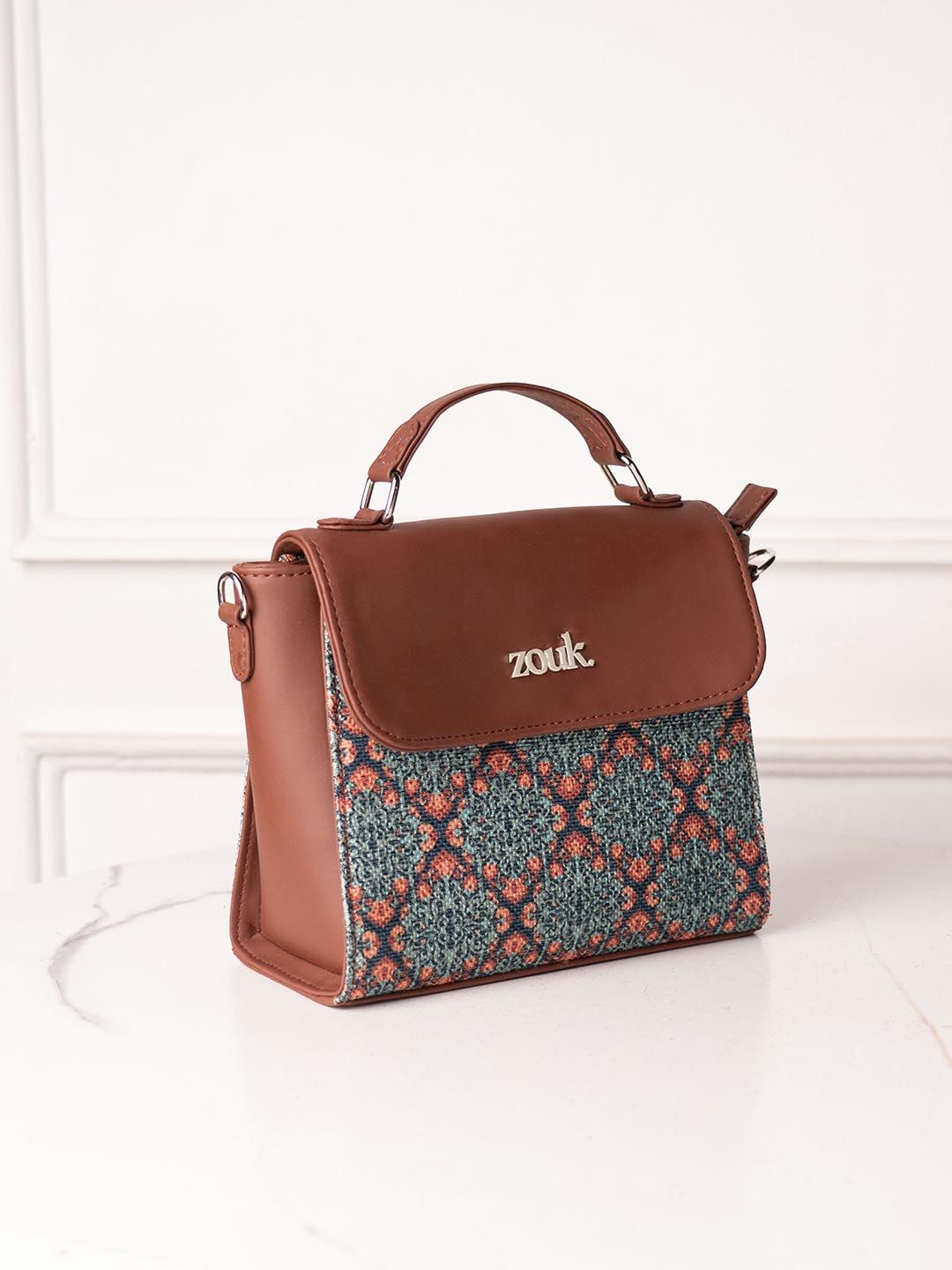 ZOUK Kolkata Nouveau Ethnic Motifs Printed Structured Handheld Bag