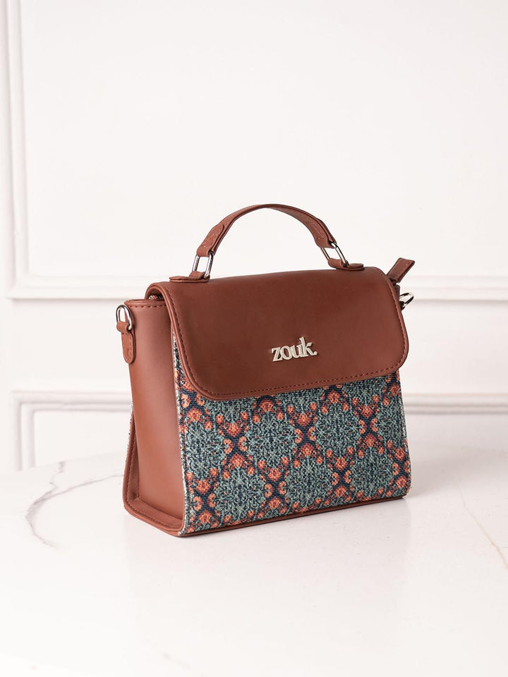 ZOUK Kolkata Nouveau Ethnic Motifs Printed Structured Handheld Bag