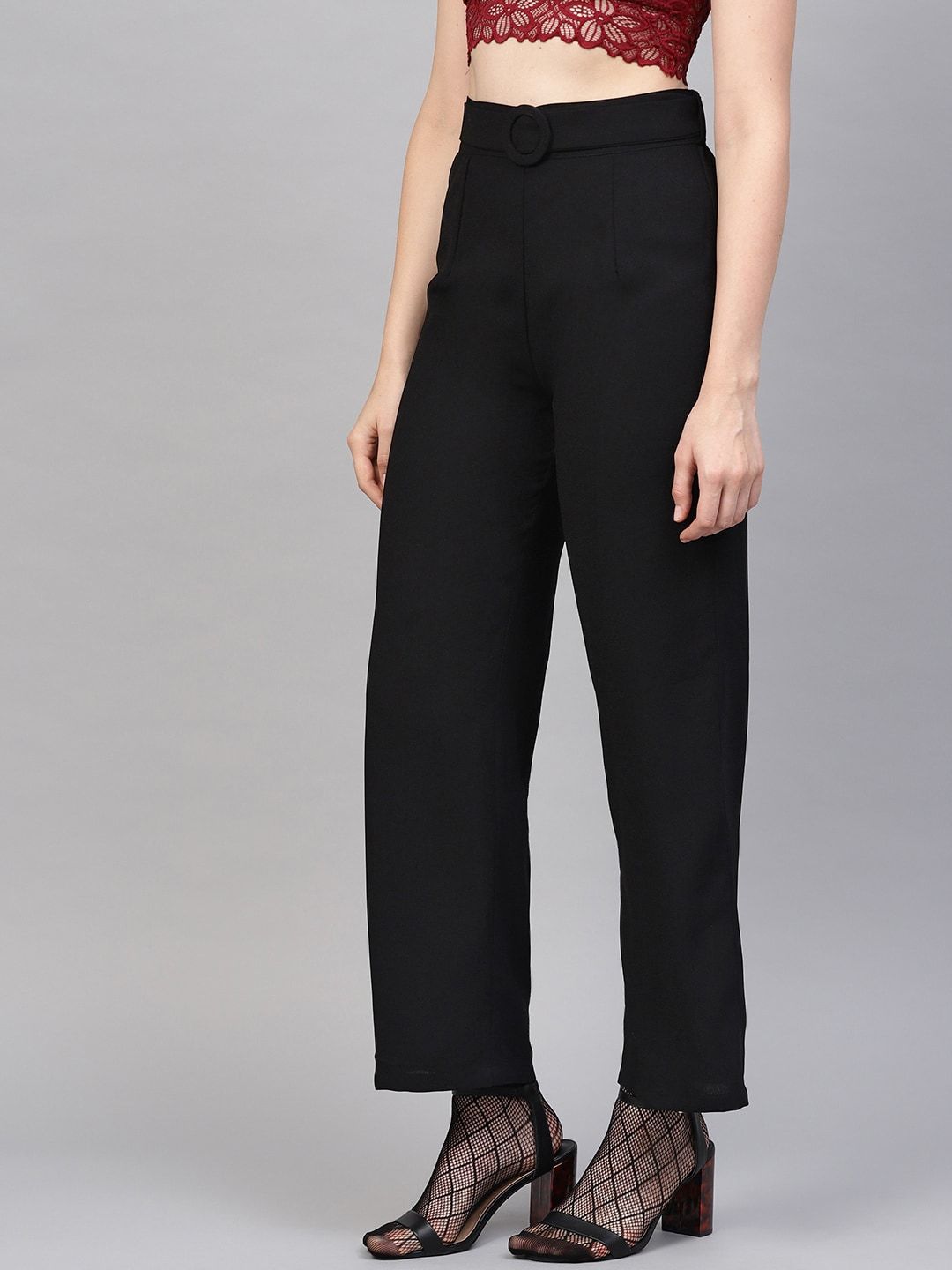 SASSAFRAS Women Black Parallel Trousers