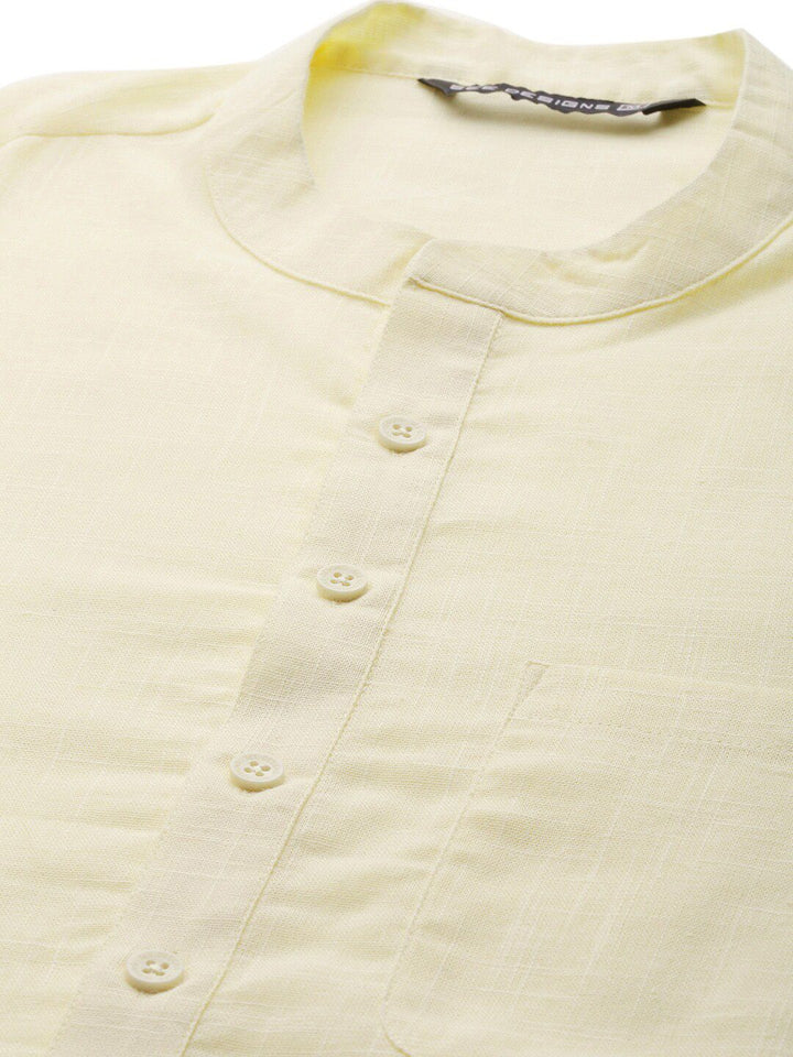 See Designs Men Cream-Coloured Slub Effect Pure Cotton Kurta