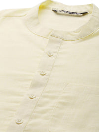 See Designs Men Cream-Coloured Slub Effect Pure Cotton Kurta