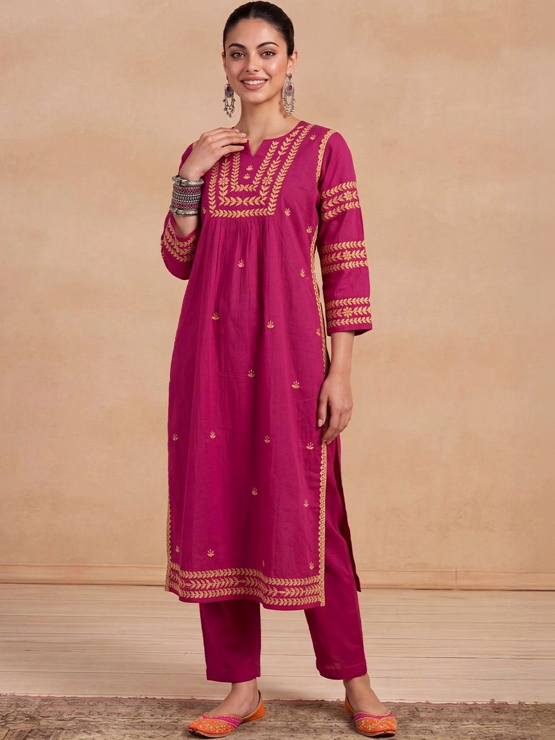 House of Chikankari Women Embroidered Thread Work Kurta