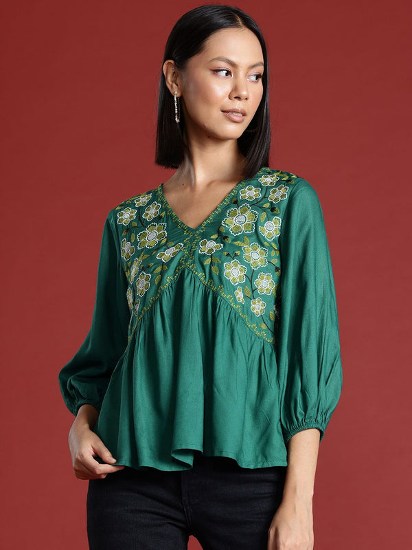 all about you Floral Embroidered Top