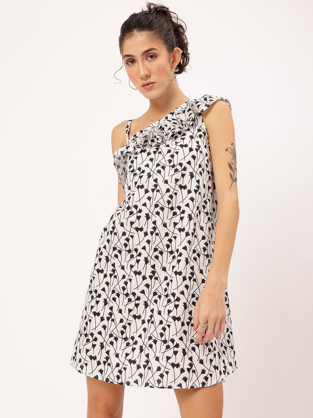 DressBerry Printed Ruffled A-Line Dress