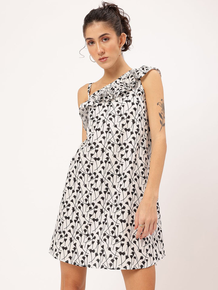 DressBerry Printed Ruffled A-Line Dress