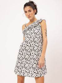 DressBerry Printed Ruffled A-Line Dress