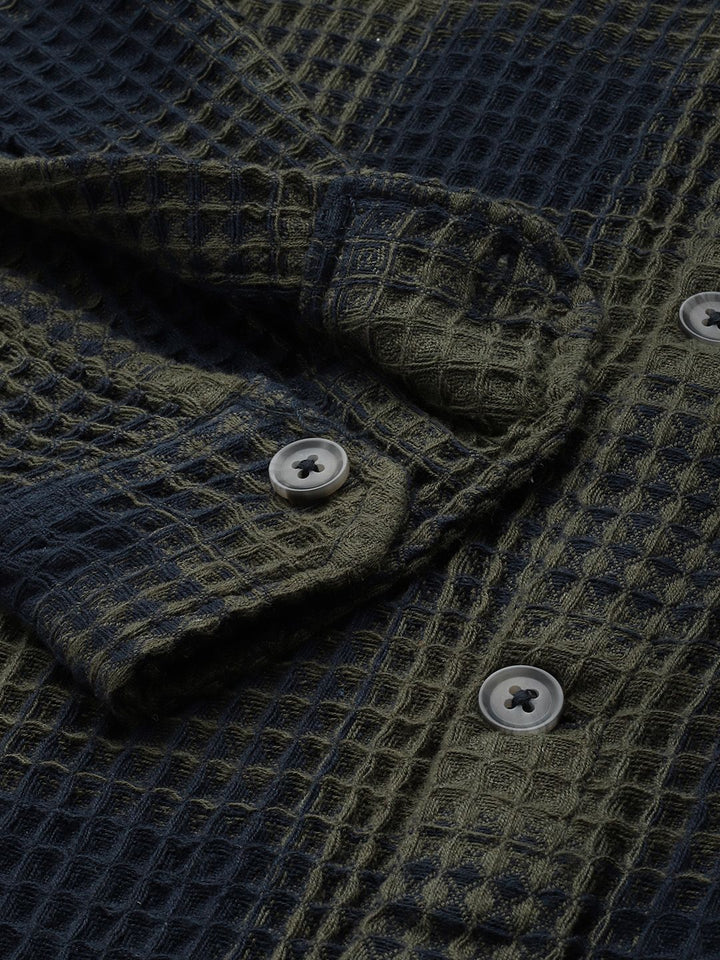 The Indian Garage Co. Relaxed Fit  Opaque Checked Textured Casual Shirt