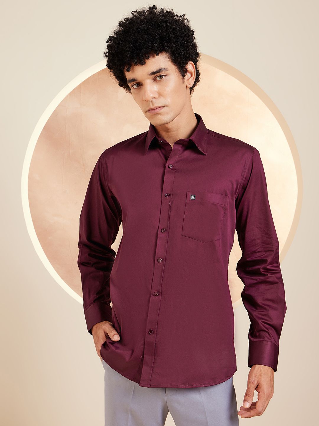 DENNISON Smart Solid Opaque Pure Cotton Satin Shirt