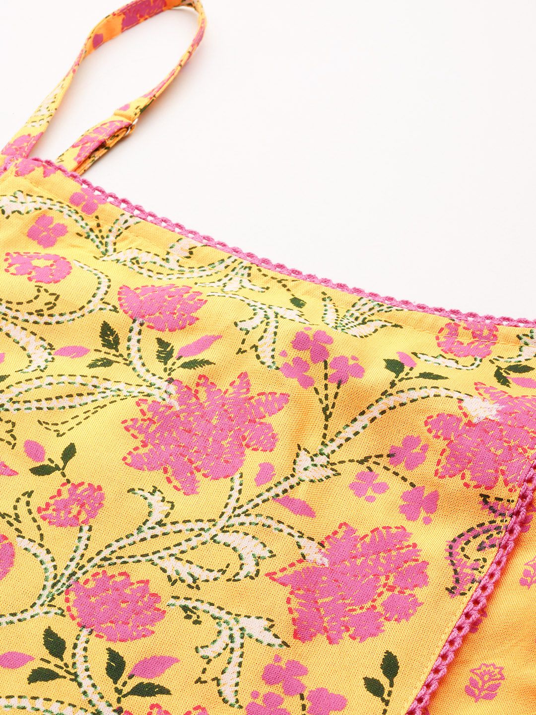 Anouk Floral Printed Shoulder Straps A-Line Kurta Set