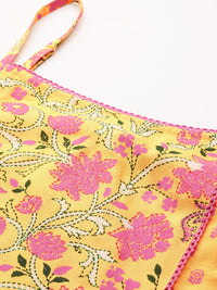 Anouk Floral Printed Shoulder Straps A-Line Kurta Set