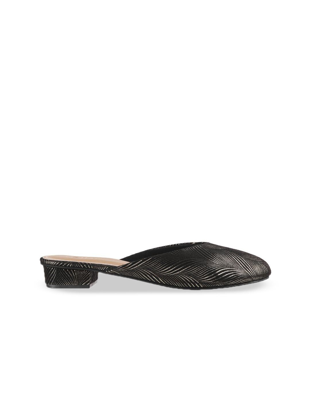 Metro Women Textured Ethnic - Embellished Pointed Toe Block Mules