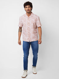 SPYKAR Floral Printed Cuban Collar Cotton Casual Shirt