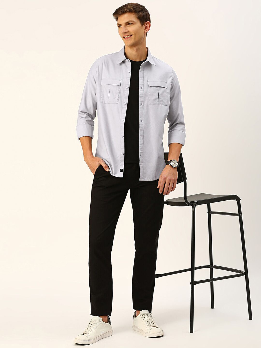 Thomas Scott Cotton Twill Classic Slim Fit Opaque Casual Shirt