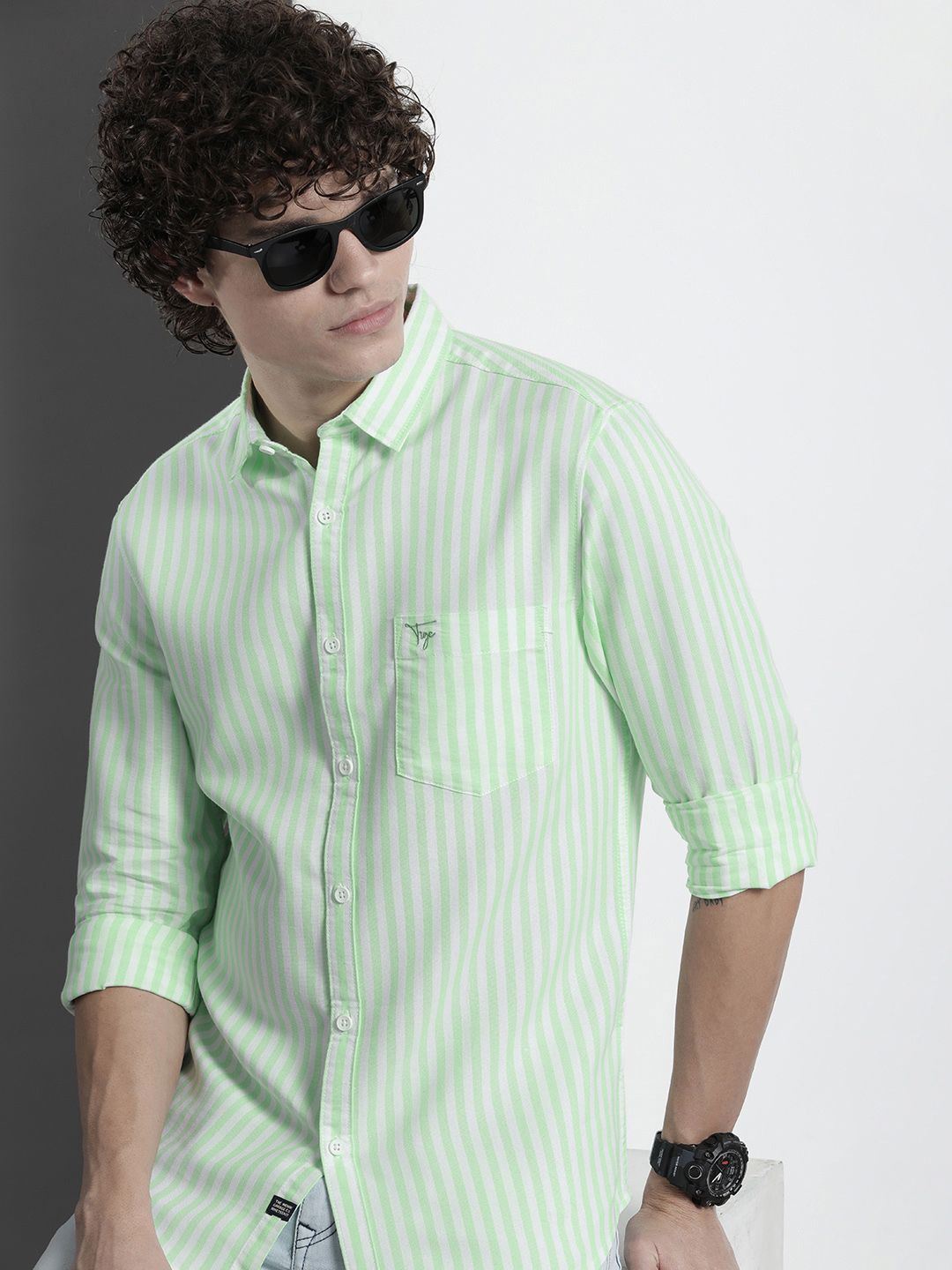 The Indian Garage Co Men Pinstripes Striped Casual Shirt