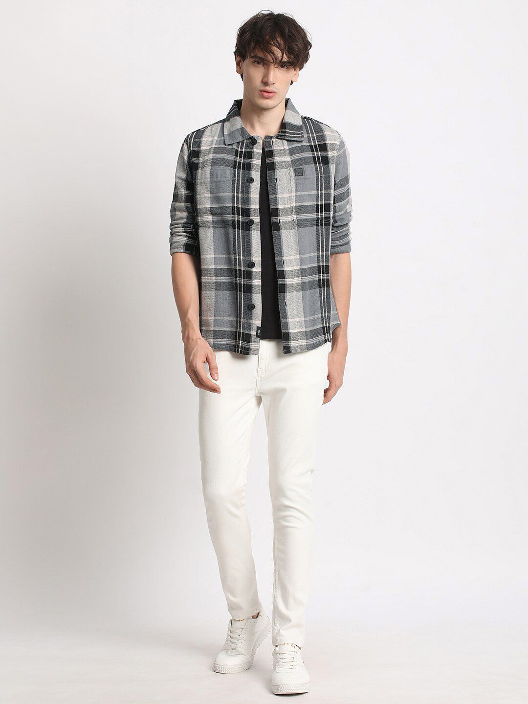 THE BEAR HOUSE Men Checked Regular Fit Cotton Shacket