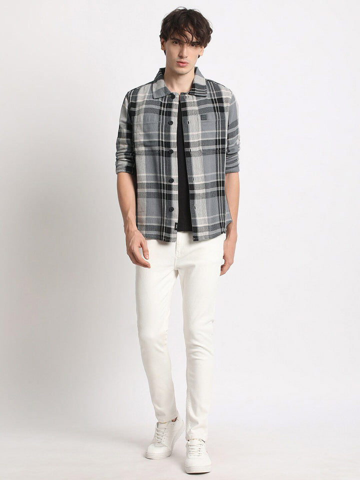 THE BEAR HOUSE Men Checked Regular Fit Cotton Shacket