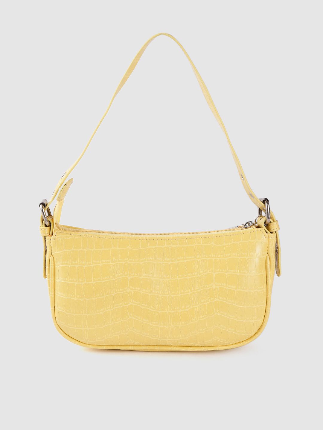 Lino Perros Yellow Croc Textured Baguette Bag