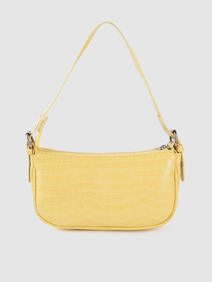 Lino Perros Yellow Croc Textured Baguette Bag