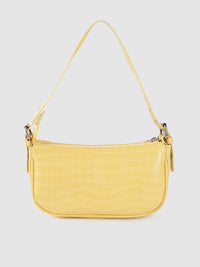 Lino Perros Yellow Croc Textured Baguette Bag