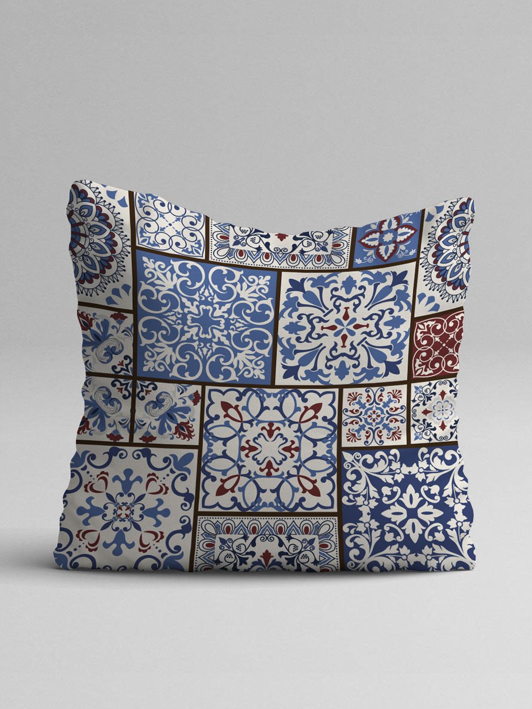 STITCHNEST Blue & White Set of 5 Ethnic Motifs Square Cushion Covers