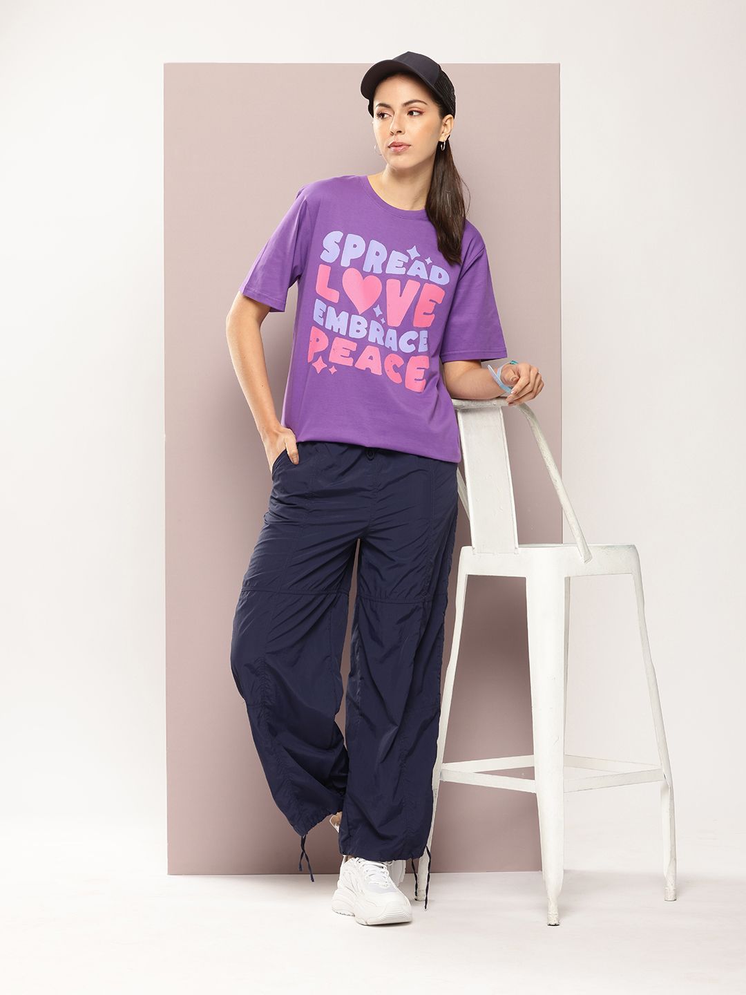 DILLINGER Typography Printed Oversized Pure Cotton T-shirt