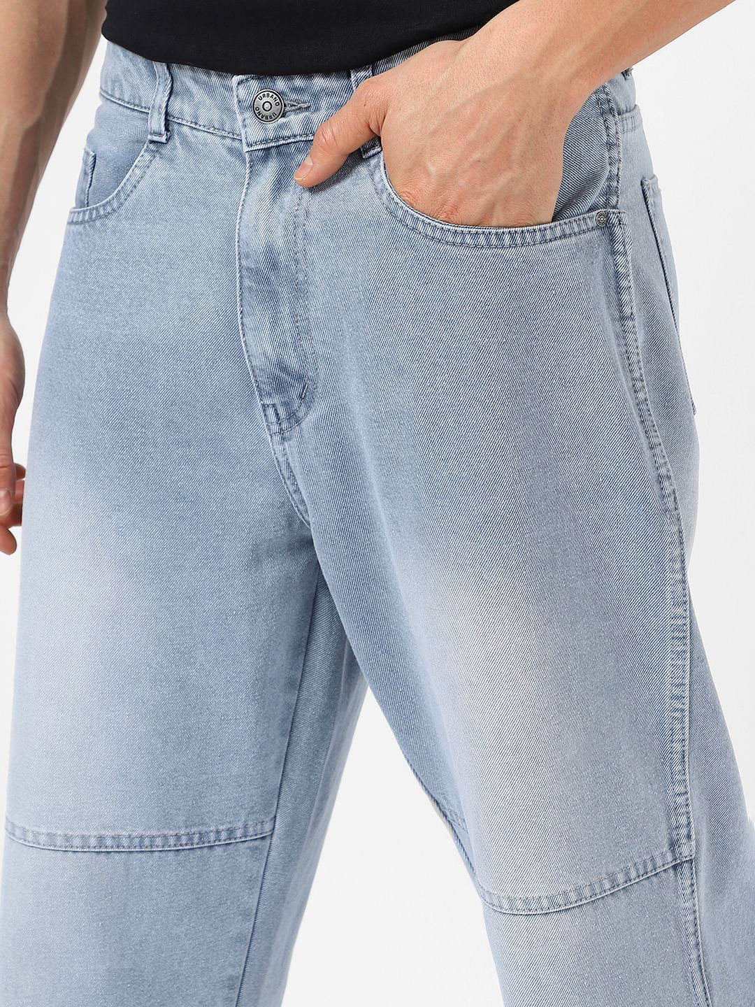 Urbano Fashion Baggy Fit Cut and Sew Panelled Jeans