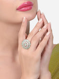 Zaveri Pearls Rose Gold-Plated CZ-Studded Adjustable Finger Rings