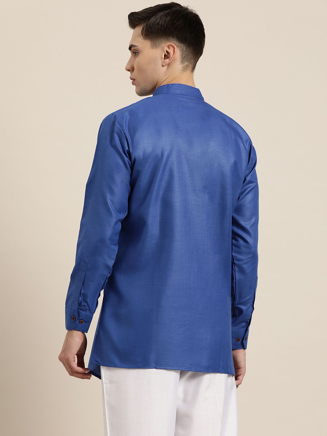 SOJANYA Lelaki Biru Solid Asymmetric Kurta