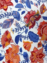 BOMBAY DYEING Cardinal Blue & White Floral 120 TC Cotton Queen Bedsheet-2.24 m X 2.54 m