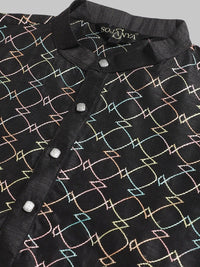 SOJANYA Geometric Embroidered Thread Work  Cotton Kurta With Churidar