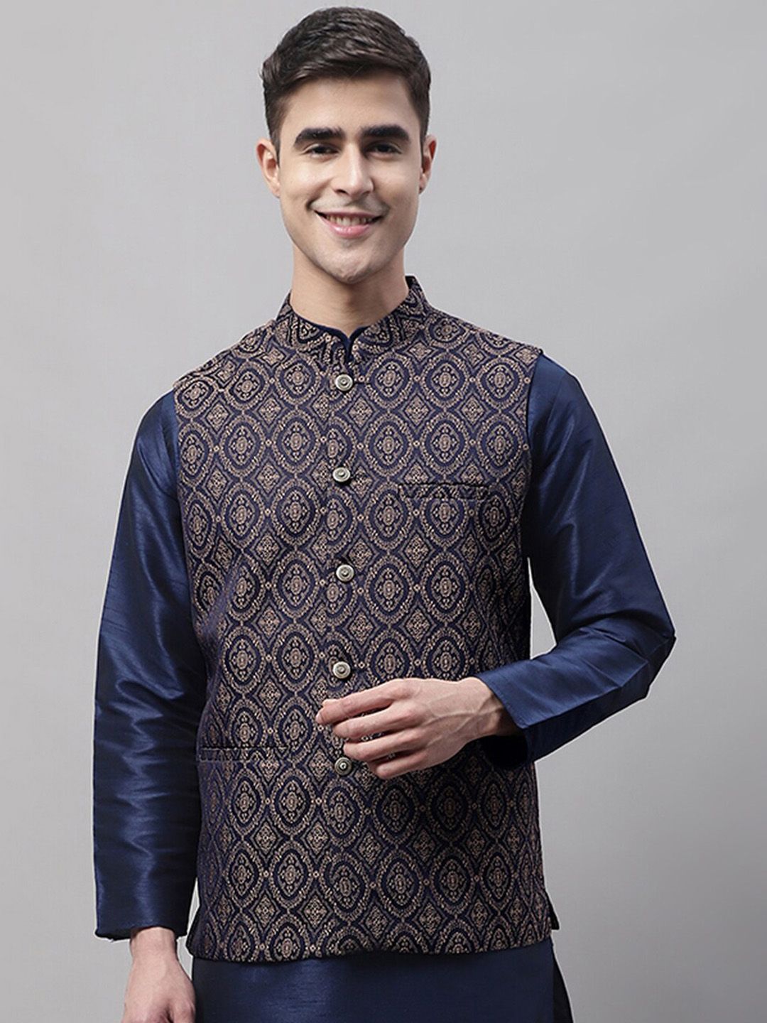 Jompers Men Woven Design Nehru Jacket