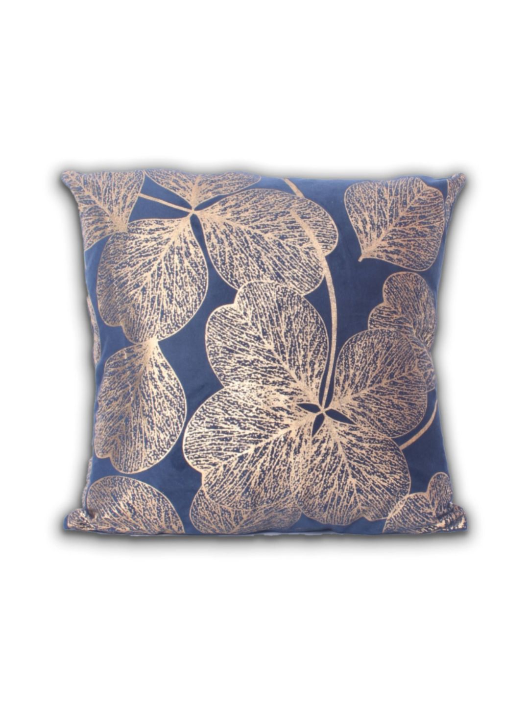 STITCHNEST Blue & Gold-Toned 5 Pieces Floral Velvet Square Cushion Covers