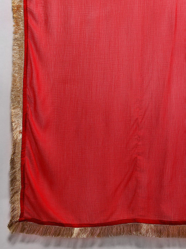 Indo Era Zari Chanderi Silk Kurta With Trousers & Dupatta