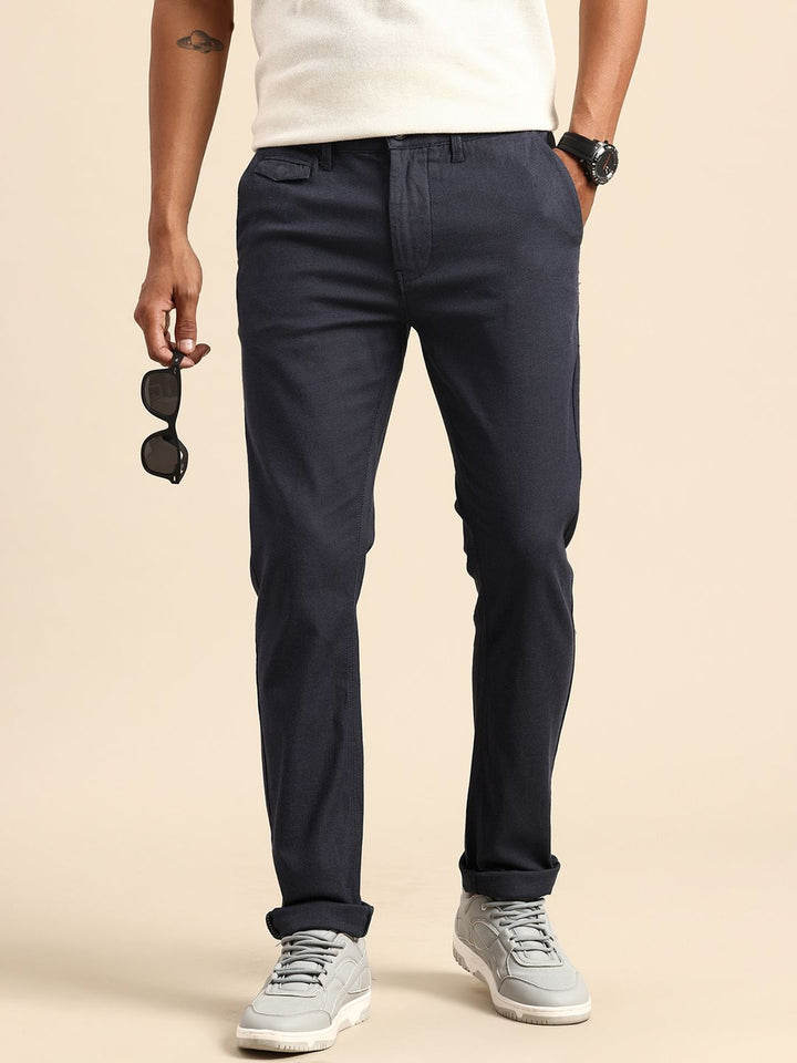 Being Human Men Self Design Textured Chinos Trousers