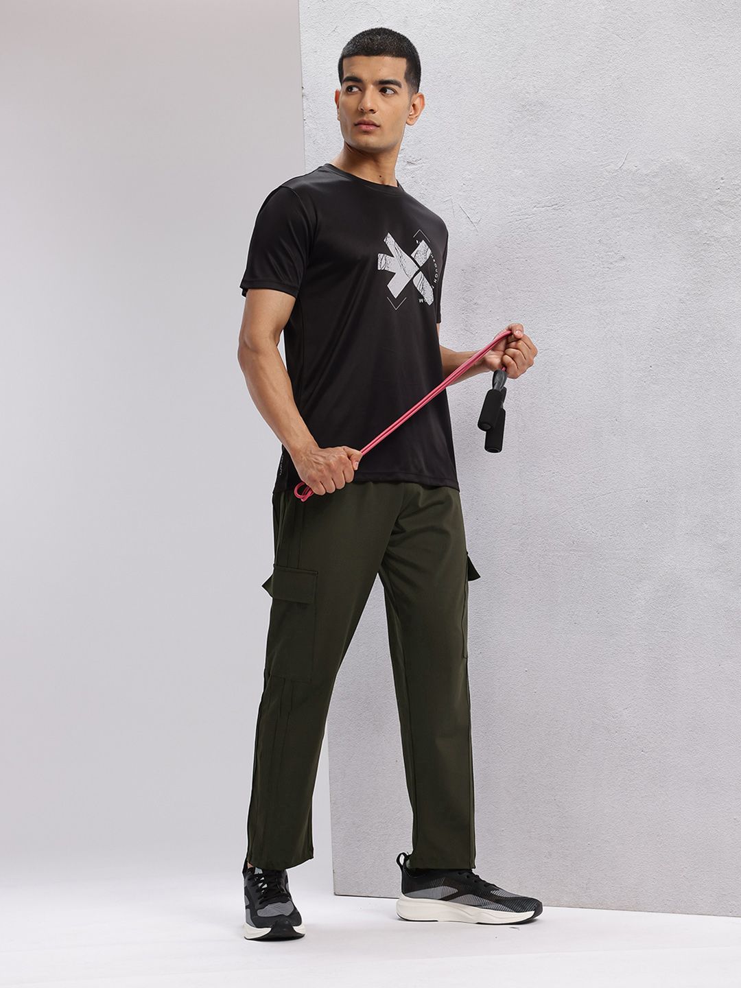 HRX by Hrithik Roshan Men Pleated Rapid-Dry Cargo Training Track Pants