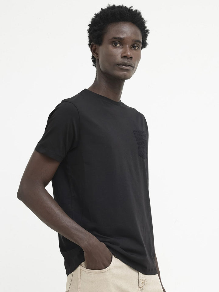 RARE RABBIT Men Ammos Round Neck Cotton Slim Fit T-Shirt