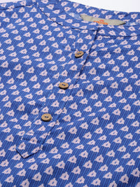Anouk Women Blue & White Printed Kurta